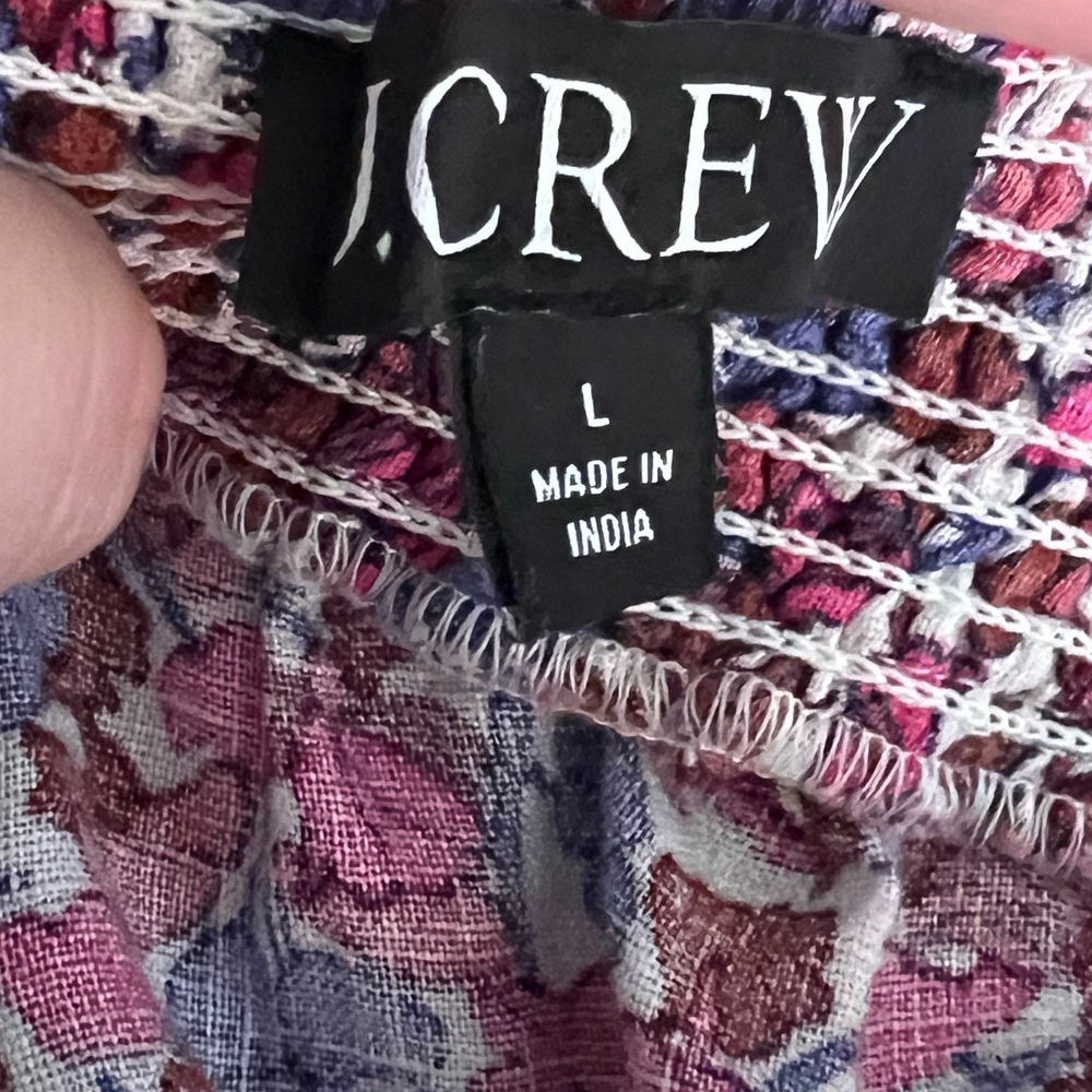NWOT 100% Linen J.Crew “Afternoon Dress” Floral Smocked Mini Dress - Cottagecore - Picture 7 of 8